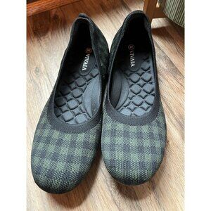 VIVAIA Round-Toe Flats Olive plaid Size 41.5 US 10.5